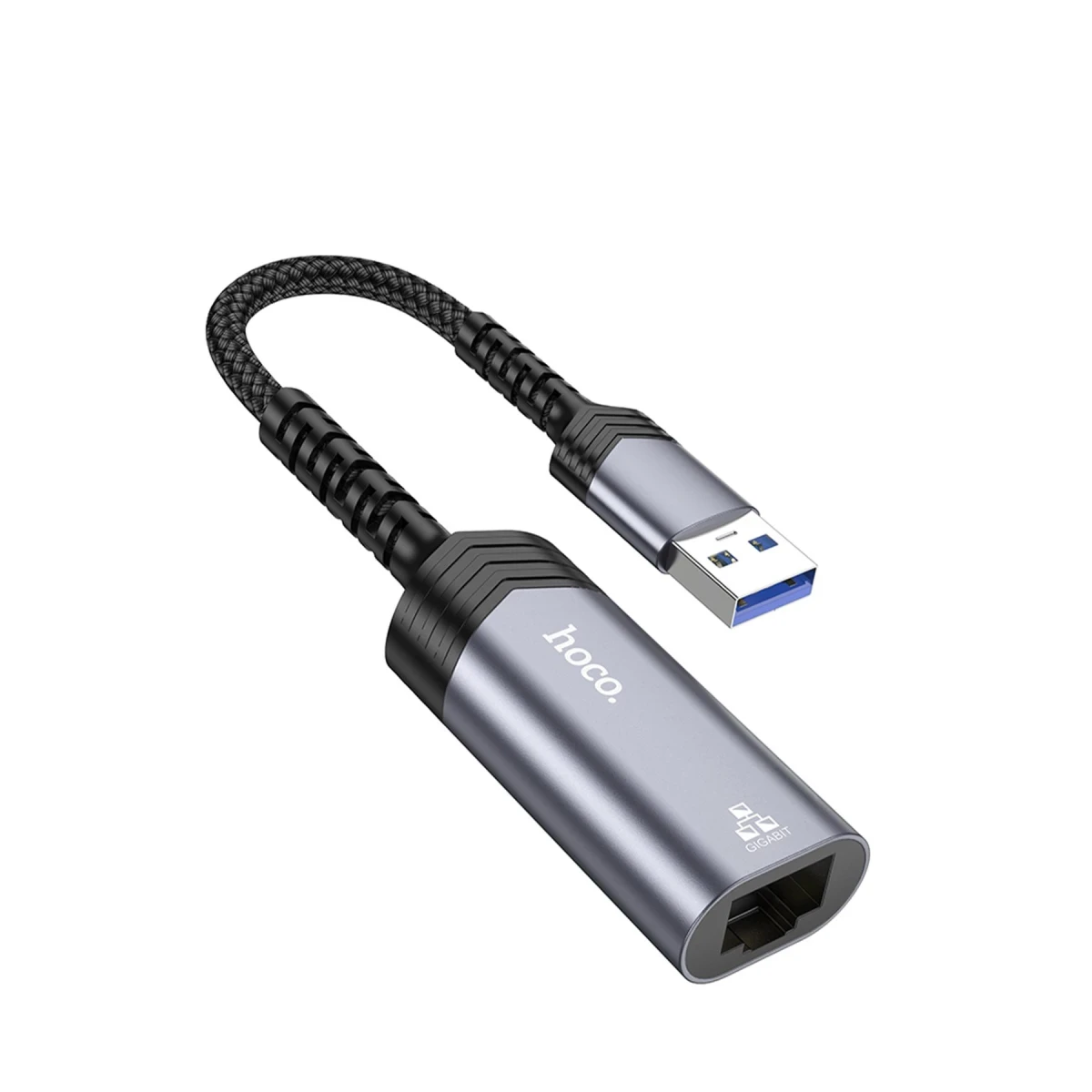 Hoco. UA26 Tak Çalıştır USB to RJ45 1000 Mbps Ethernet Dönüştürücü - Gri